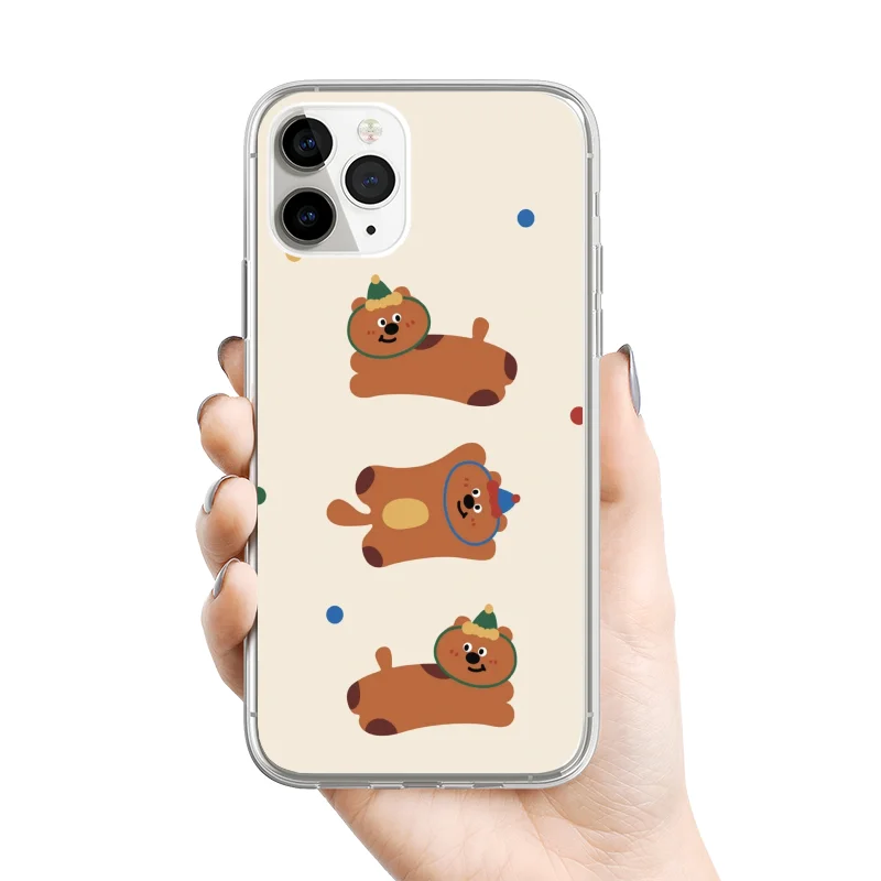 Brown Puppy Phone Case For IPhone 15 14 13 12 11 Pro Max Mini XS Max XR SE 7 8 Plus Cute Cartoon Animal Dog Transparent Covers