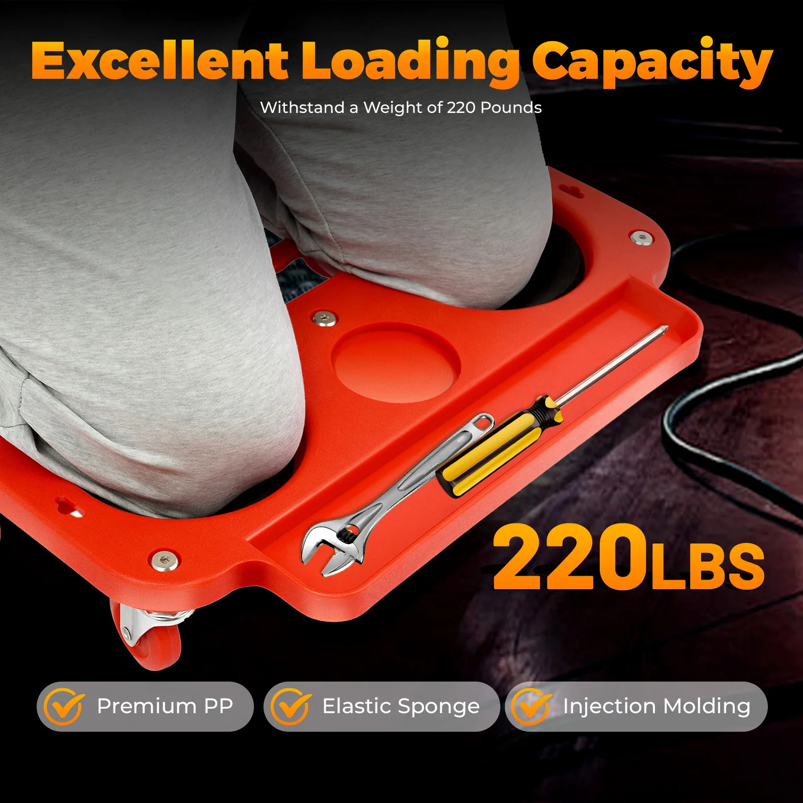 

Rolling Knee Pad with 5 Universal Wheels, Knee Protection Rolling Pad for Construction/Auto Repair/Gardening, Loading 100KG