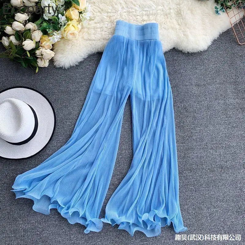 Summer Wide-leg Pants Women Streetwear Elegant Trouser Casual Bottoms Pop Pants High Waist Loose Fashion Pleated Pants 2023