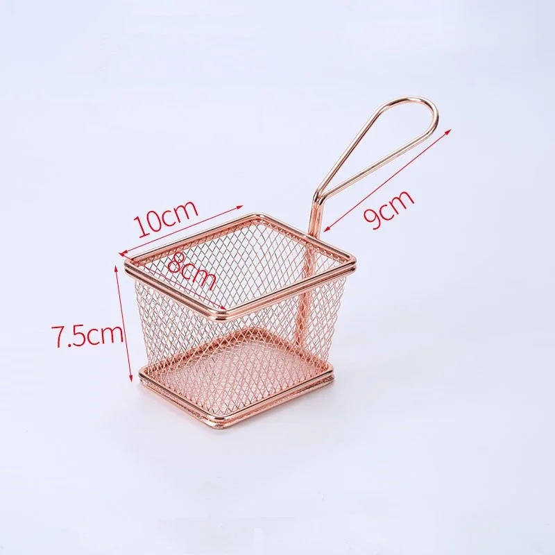 304 stainless steel Gold golden color Mini Fry Baskets Chip French Fries Frying Basket Mesh Stainer Net Chef Cook Kitchen Tools