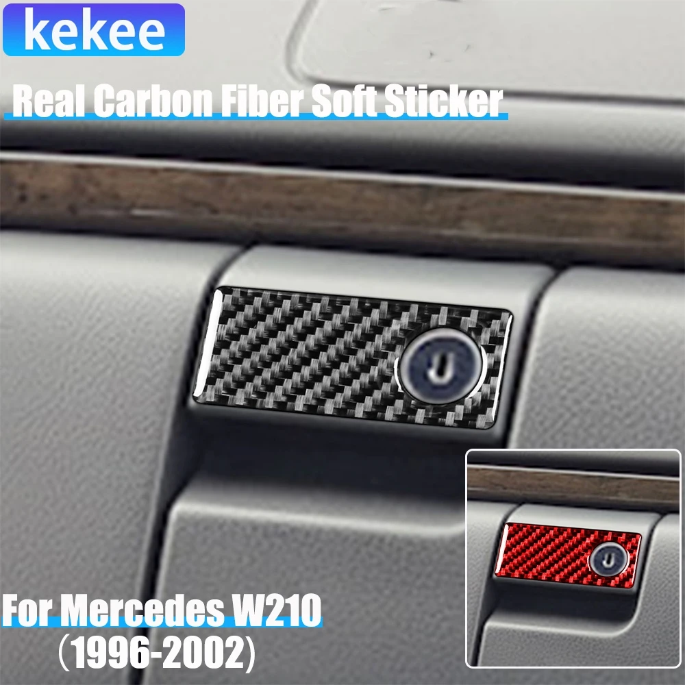 

Carbon Fiber Car Accessories Glove Storage Handle Cover Soft Sticker For Mercedes W210 E Class 1996 1997 1998 1999 2000 2001 02