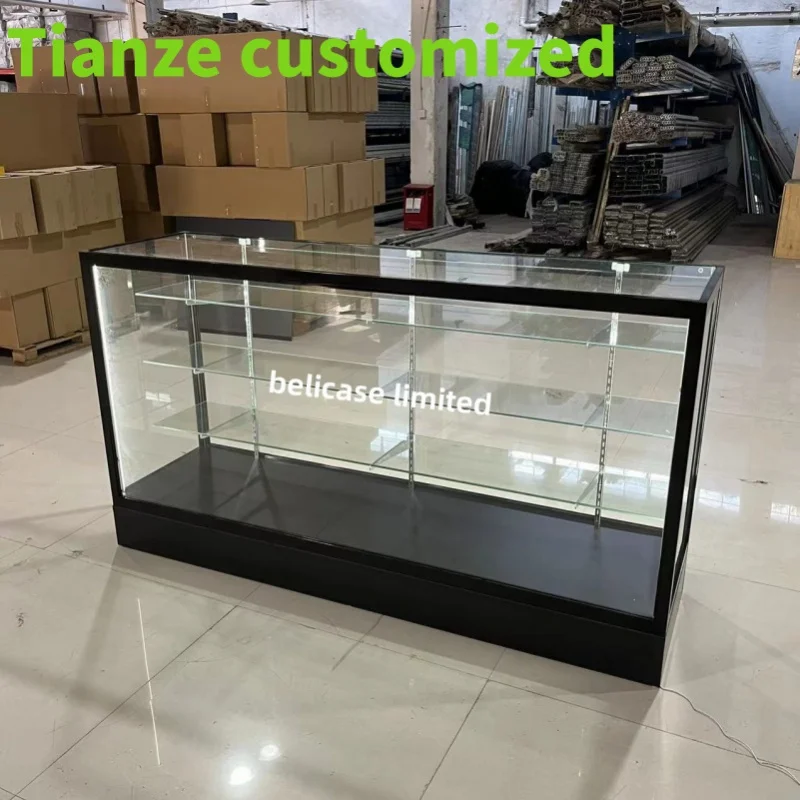 (customized)Aluminum Frame Glass Display ExtraDisplay Cabinet Smoke Shop Showcase Counters with Sliding Doo