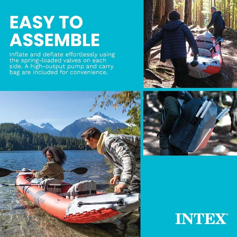 INTEX Excursion Pro K2 Inflatable Kayak 2-Person Set with Paddles & Pump - view 6