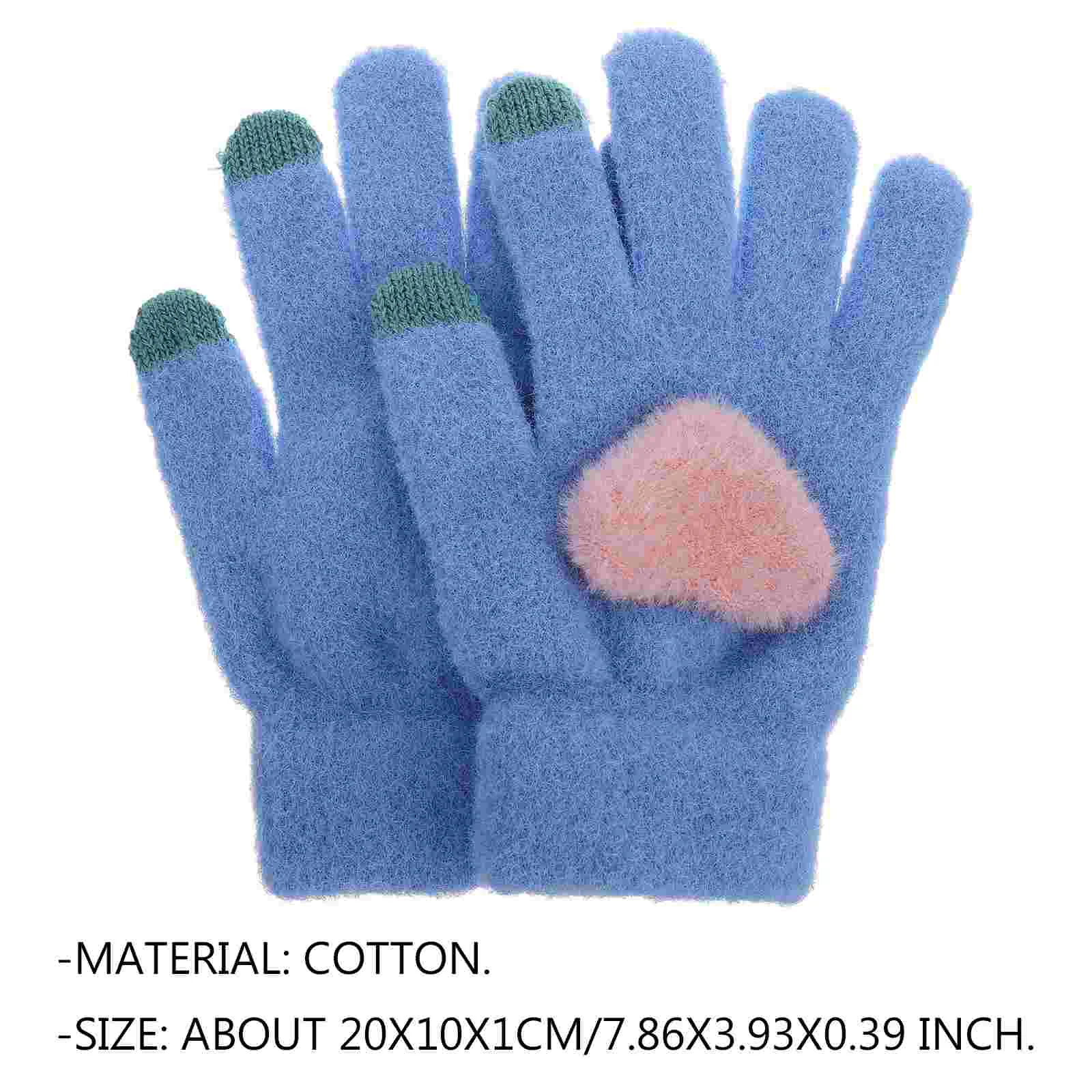 Gants en tricot cœur pour femme, doigt complet, optique, chaud, coupe-vent, peluche, hiver, ogo