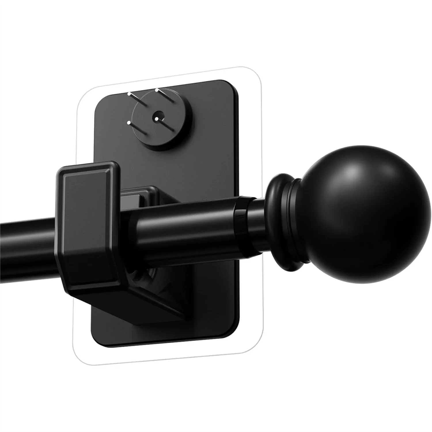 No-Drill Curtain Rod with Dual-Lock System, 5/8" Black Adjustable Rod for Windows 48-84 Inches, Renter-Friendly & Minimal Wall
