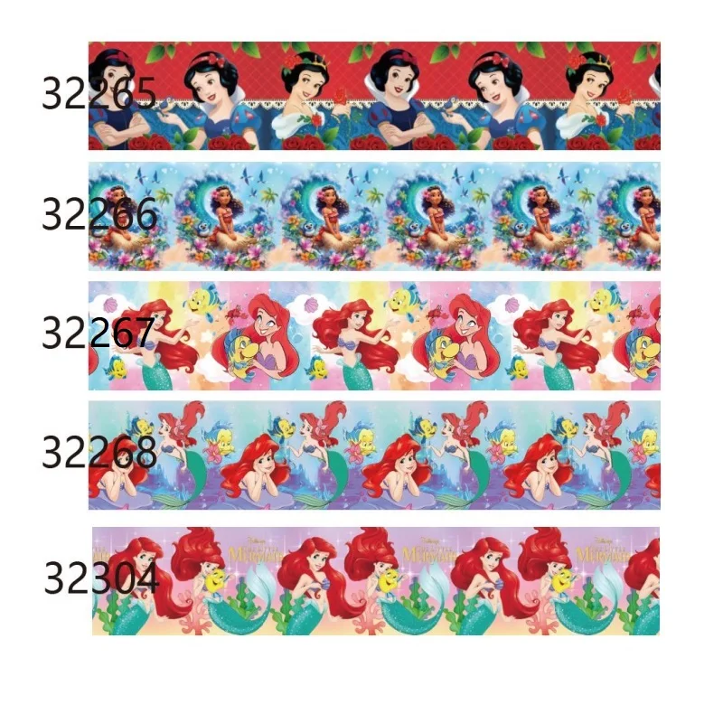 Disney the Little Mermail Moana Snow White Character Grosgrain Ribbon for Bows DIY Craft Materials Sewing Accessories