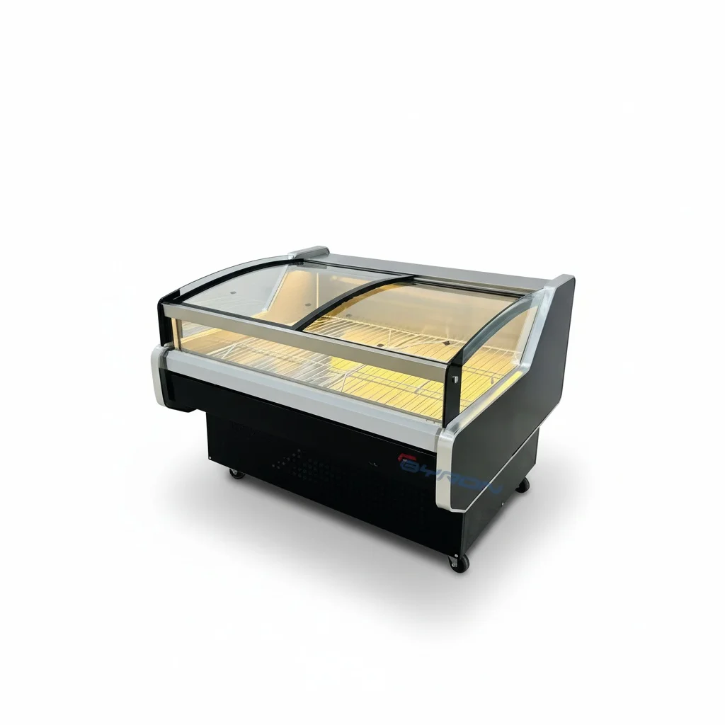 

Витрина-холодильник для мяса, прилавок-холодильник из нержавеющей стали для деликатесов, коммерческий охладитель для свежего мяса с LED-подсветкой, для супермаркетов