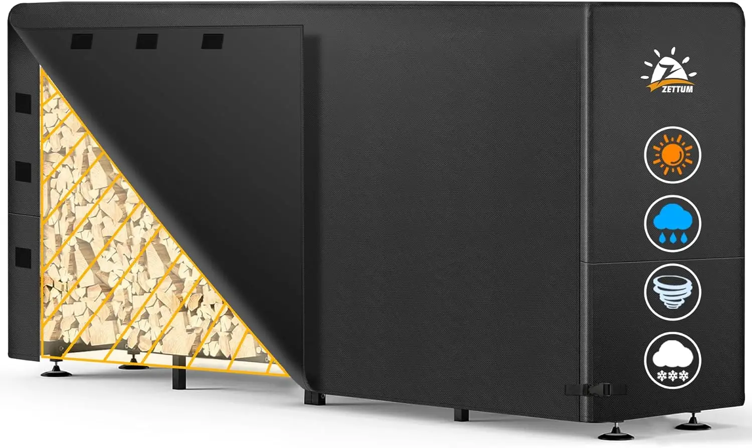 

8 Feet Firewood Rack Cover - Waterproof Heavy Duty Outdoor Log Storage for Standard 96x24x49 Inch Stands