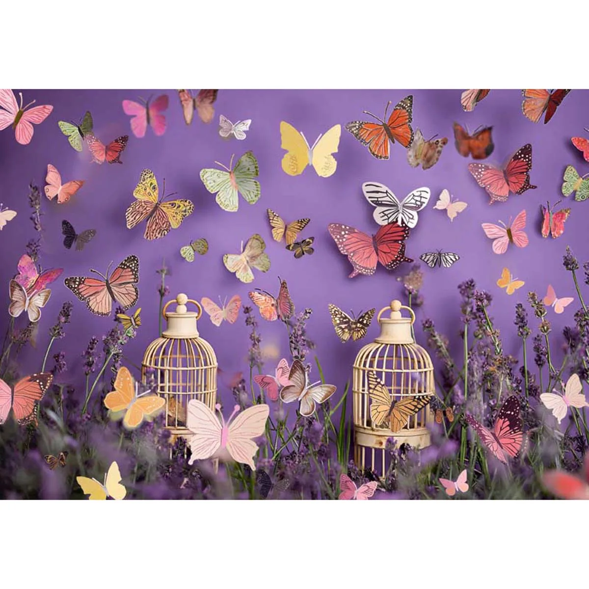 

Allenjoy Butterfly Flower Purple Backdrop