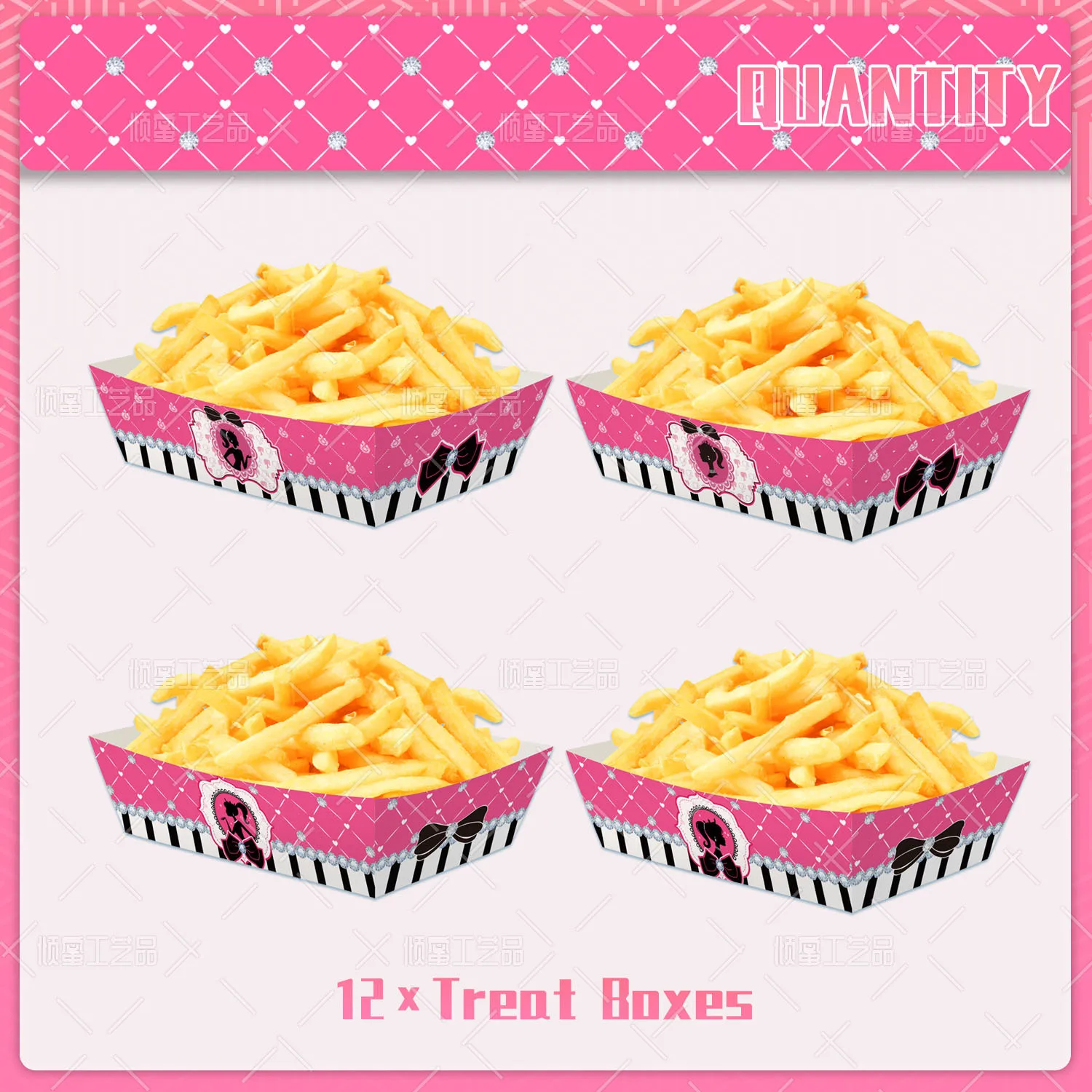 24Pcs Barbie Pink Girl Avatar Boat-Shaped Snack Party Trays Lidless Cartoon Plate Anime Kawaii Kids Cookie Candy Goodie Gifts