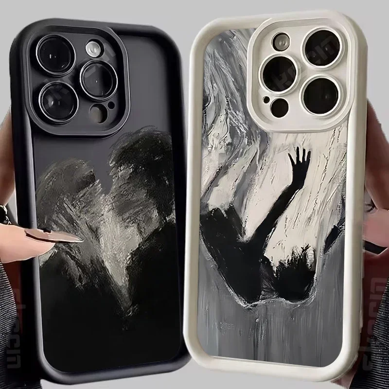 Чехол для телефона с рисунком маслом для iPhone 15 Pro Max 14 13 12 11 Pro Max XS XRX 7 8 14 15 Plus SE 2020 противоударный мягкий матовый чехол