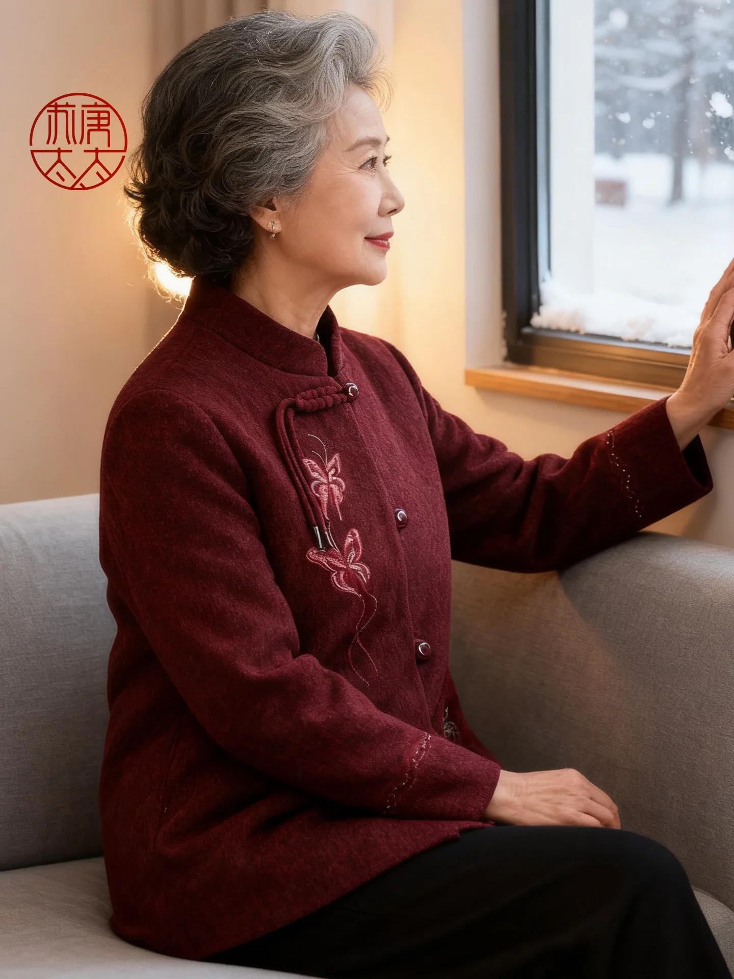 

Теплое шерстяное пальто Thiened Fce для женщин среднего возраста, весна-осень-зима, модное, в традиционном китайском стиле...