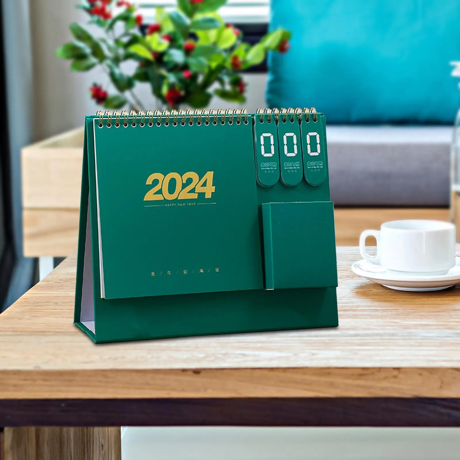 2024ปฏิทินตั้งโต๊ะขนาด26x21.7ซม., ขาตั้งปฏิทินสำหรับตั้งของใช้ในครัวเรือนอเนกประสงค์