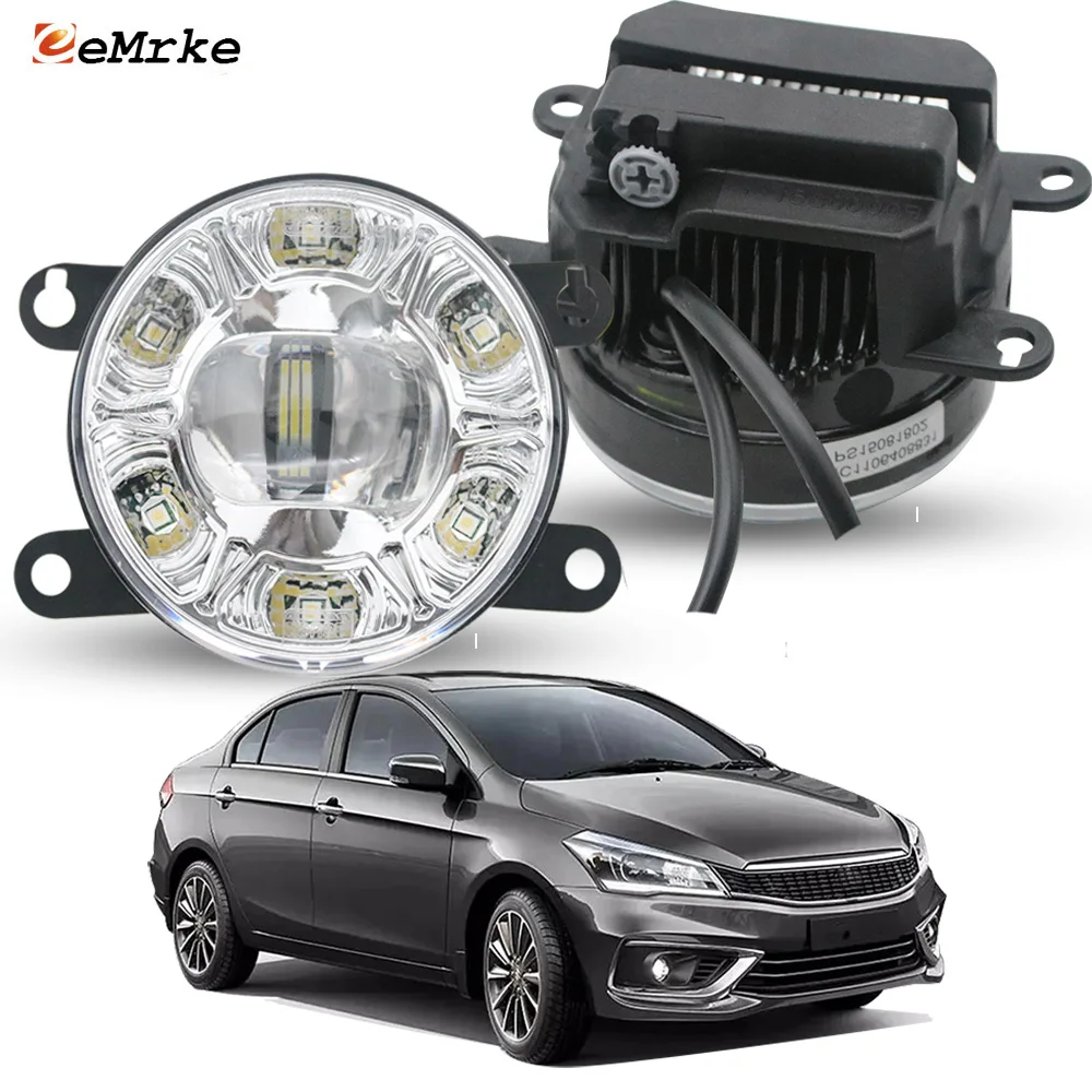 

LED Fog Lights For Suzuki Ciaz 2014 2015 2016 2017 2018 2019 2020 2021 2022 2023 2024 DOT SAE E-mark E4 18W LED DRL Control OFF