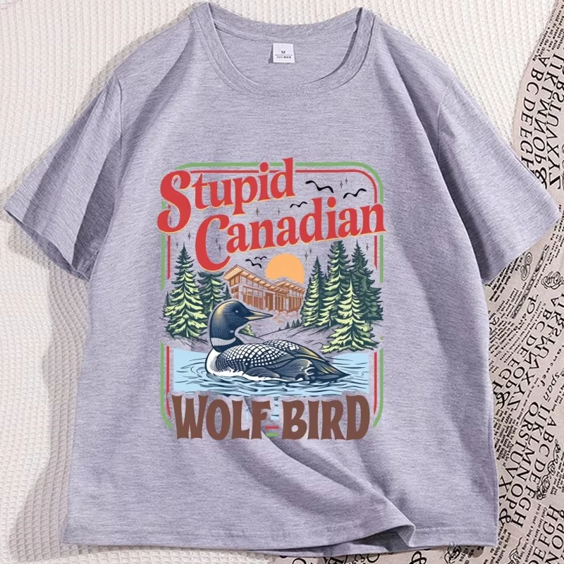 Heated Rivalry Stupid Canadian Wolf Bird T-shirt Men Women Cotton Graphic Print Short Sleeve Team Hollanov Top 2026 Hot Sale