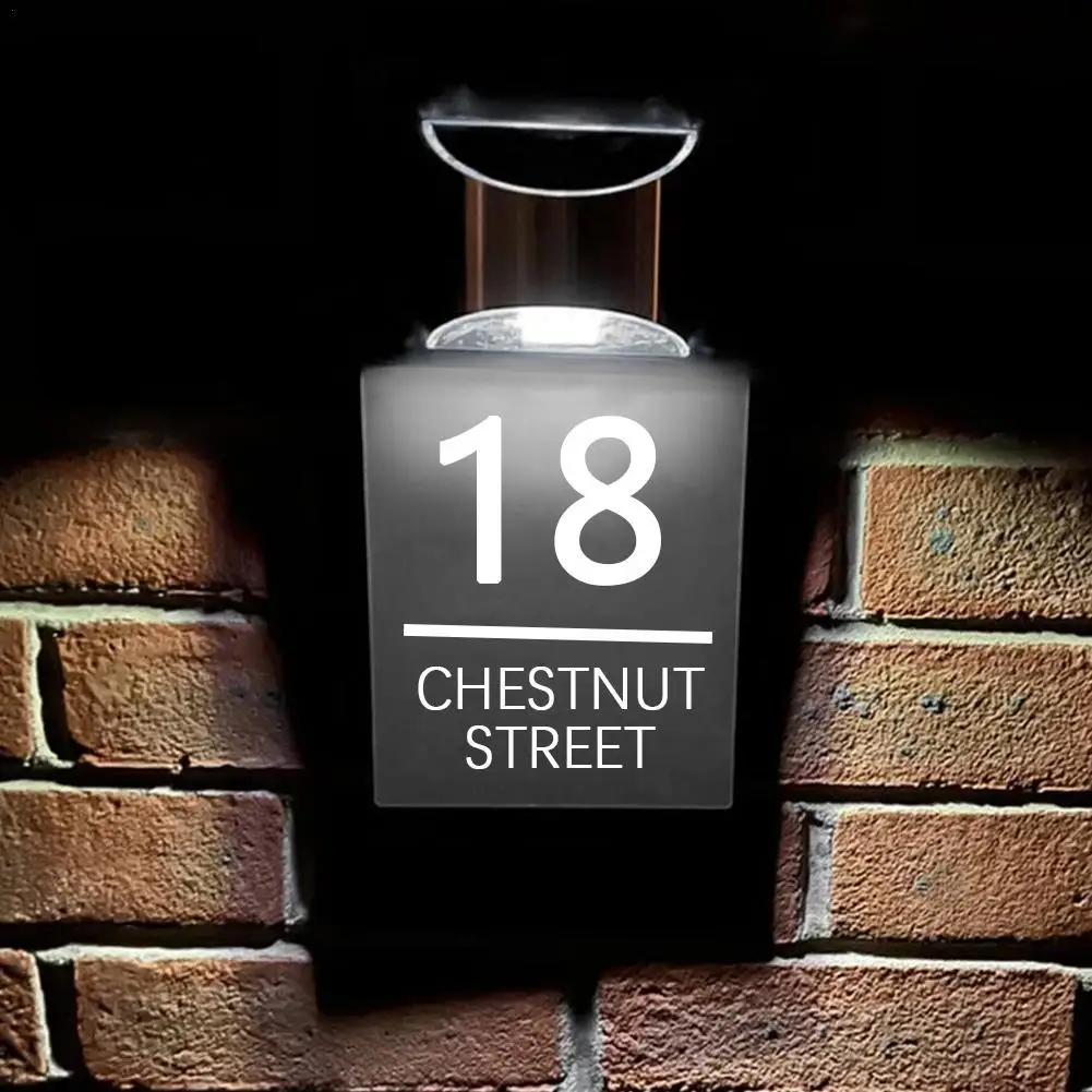 لوحات باب شخصية، لافتة منزل خارجية، ضوء LED يعمل بالطاقة الشمسية، علامة عنوان سكنية حديثة، لوحة عنوان، اسم الشارع