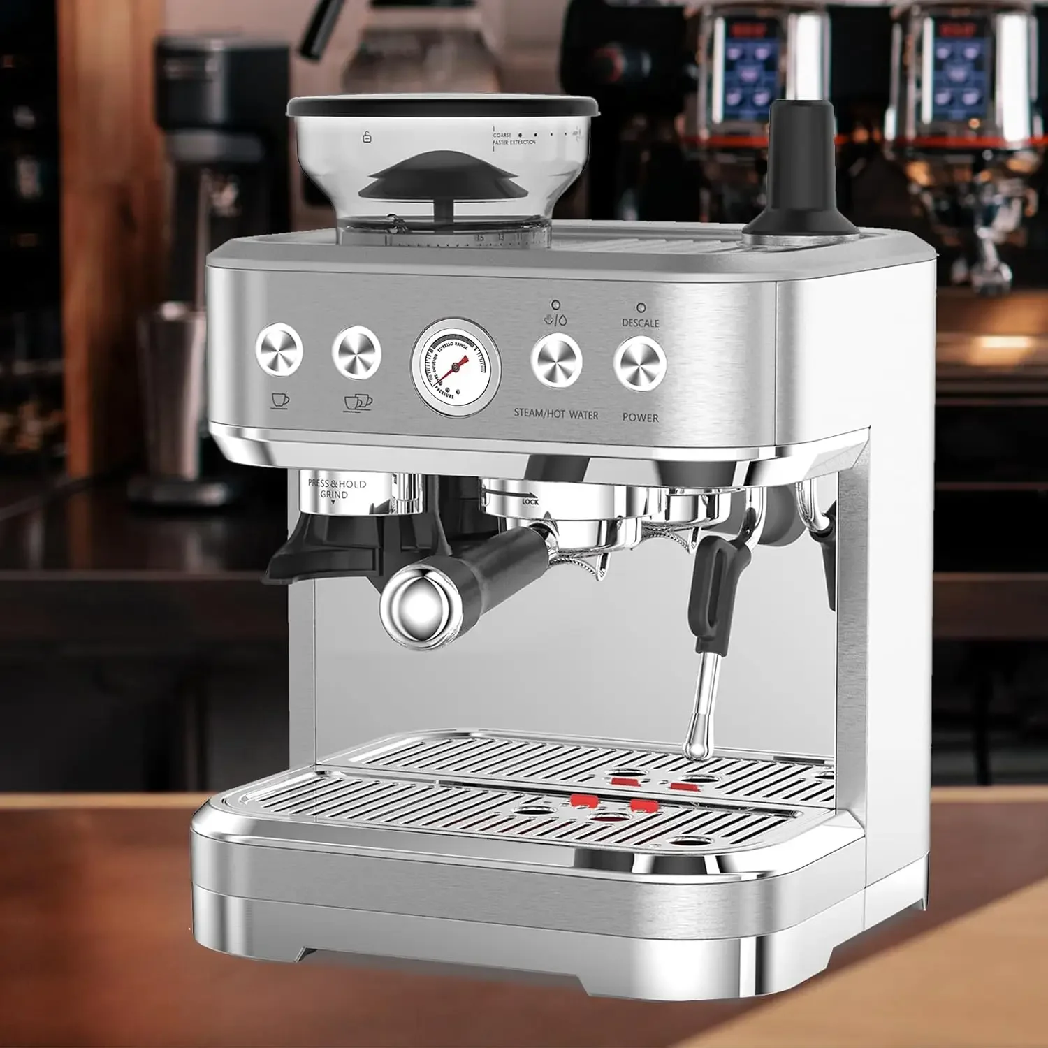 Machine à expresso avec broyeur intégré et mousseur à lait, machine à cappuccino et latte de 15 bars, cadeau pour café, Canadian Ensi