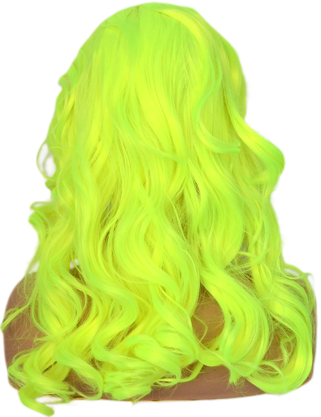 Fluorescent Green Synthetic Lace Front Bob Wigs Curly Bright Yellow Green Wig with Free Part High Temperature Fiber for Women