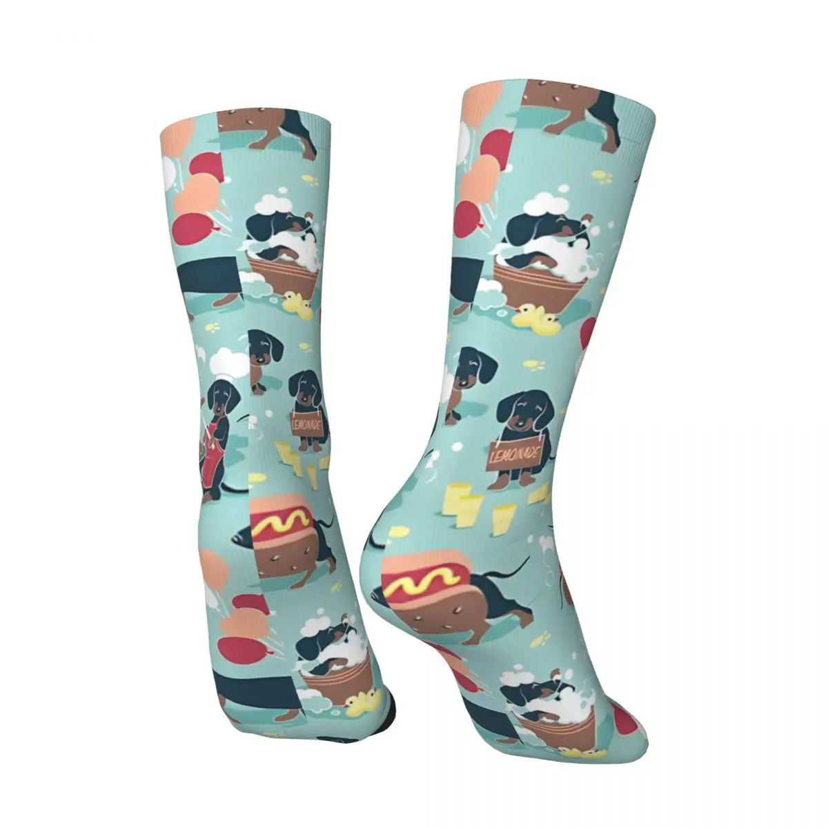 Crazy compression Hot Dogs Sock for Men Vintage Sausage Dogs Seamless Pattern Crew Sock Novelty