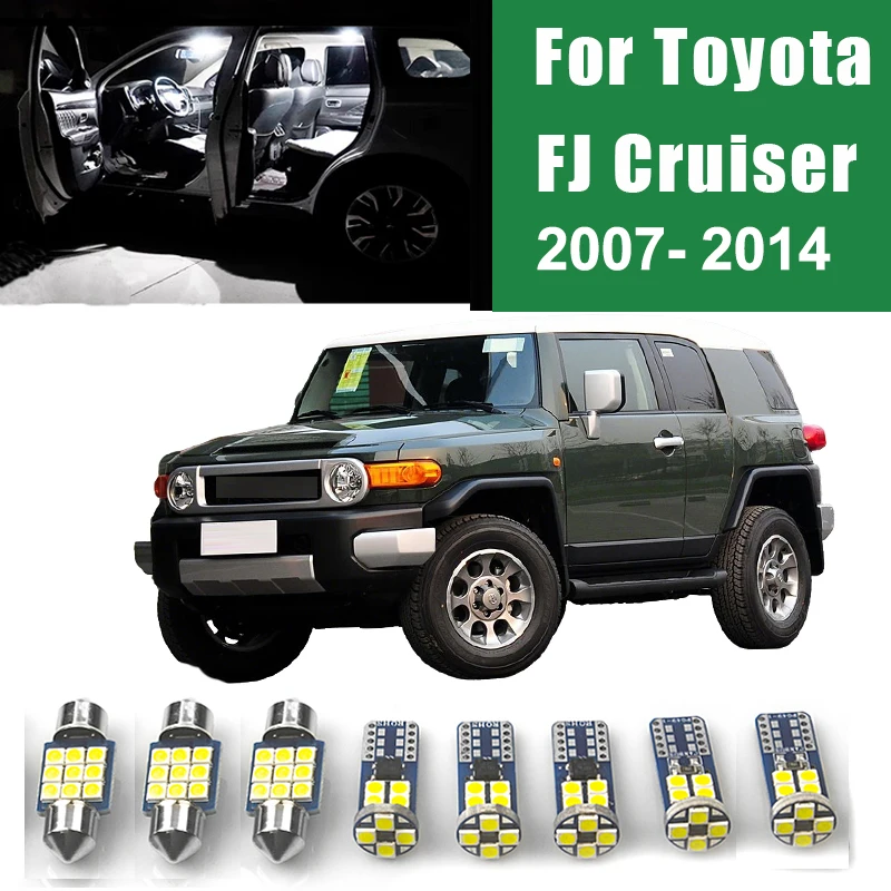 

For Toyota FJ Cruiser 2007 2008 2009 2010 2011 2012 2013 2014 8pcs Car LED Interior Lamps Trunk License Plate Lights Accessories