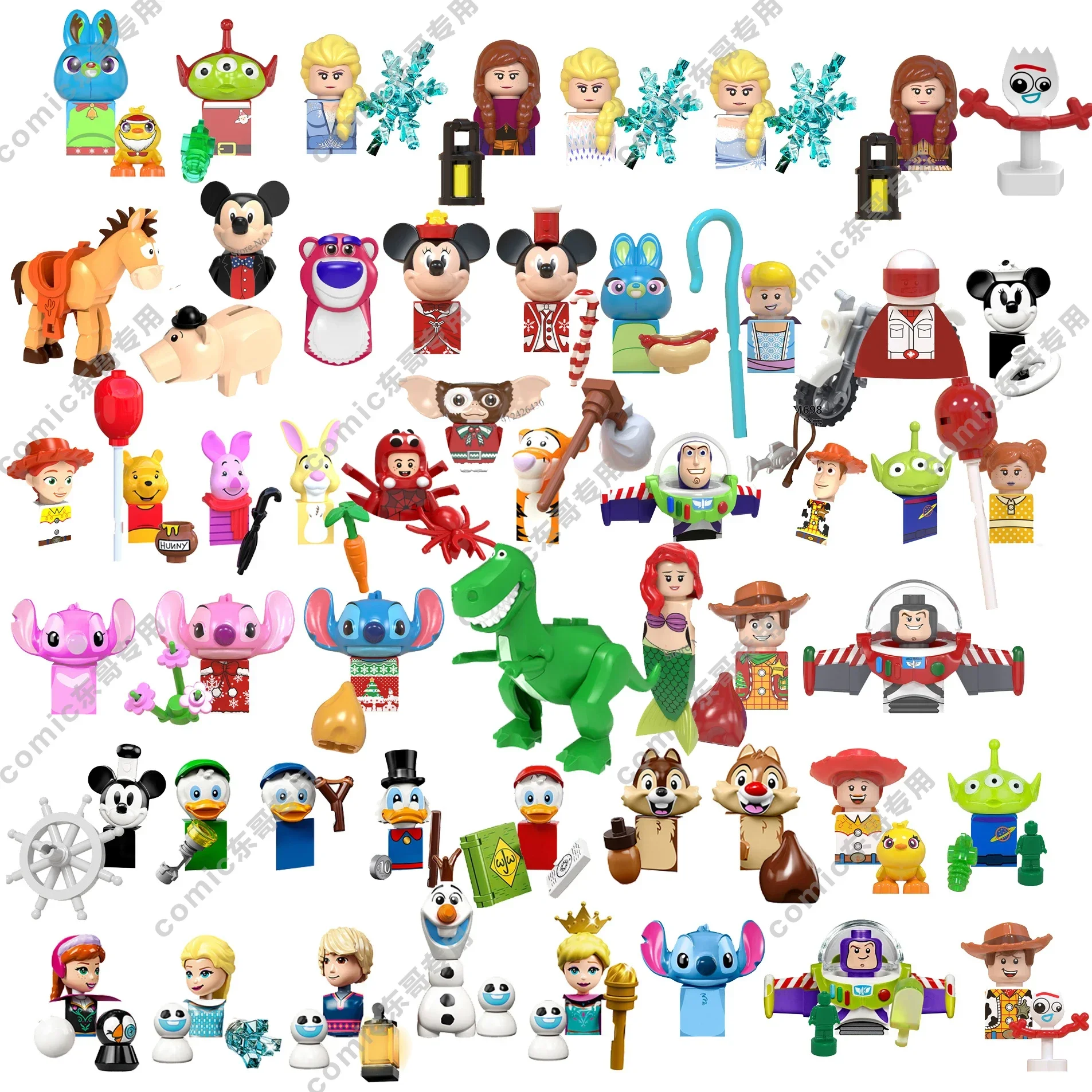 Disney Mini Toys Anime Action Assemble Figures Building Blocks Cartoon Toy Story Mickey Mouse Winnie The Pooh Bricks kids gift