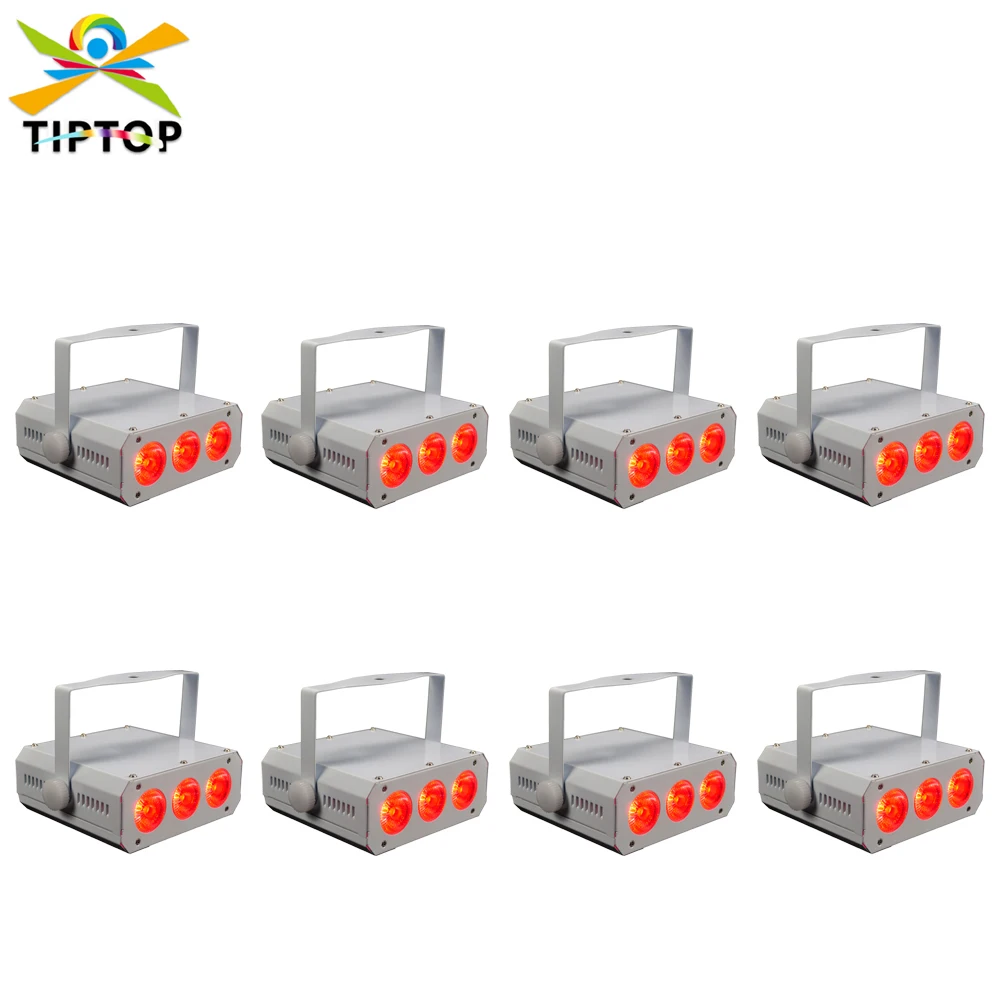 8pcs/lot TIPTOP 3x18W RGBWAP 6IN1 DMX Control White Housing Flat LED Wireless Battery Freedom Par For Stage Lighting TP-B0318B