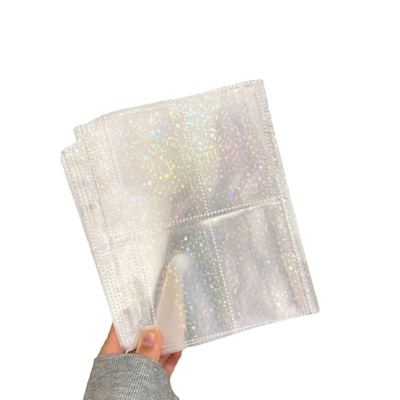 10PCS A5 Laser Rainbow Star Binder Sleeves 1/2/4Pockets Transparent Inside Page of Album 6 Ring Refill Inner Page Photocard Kpop