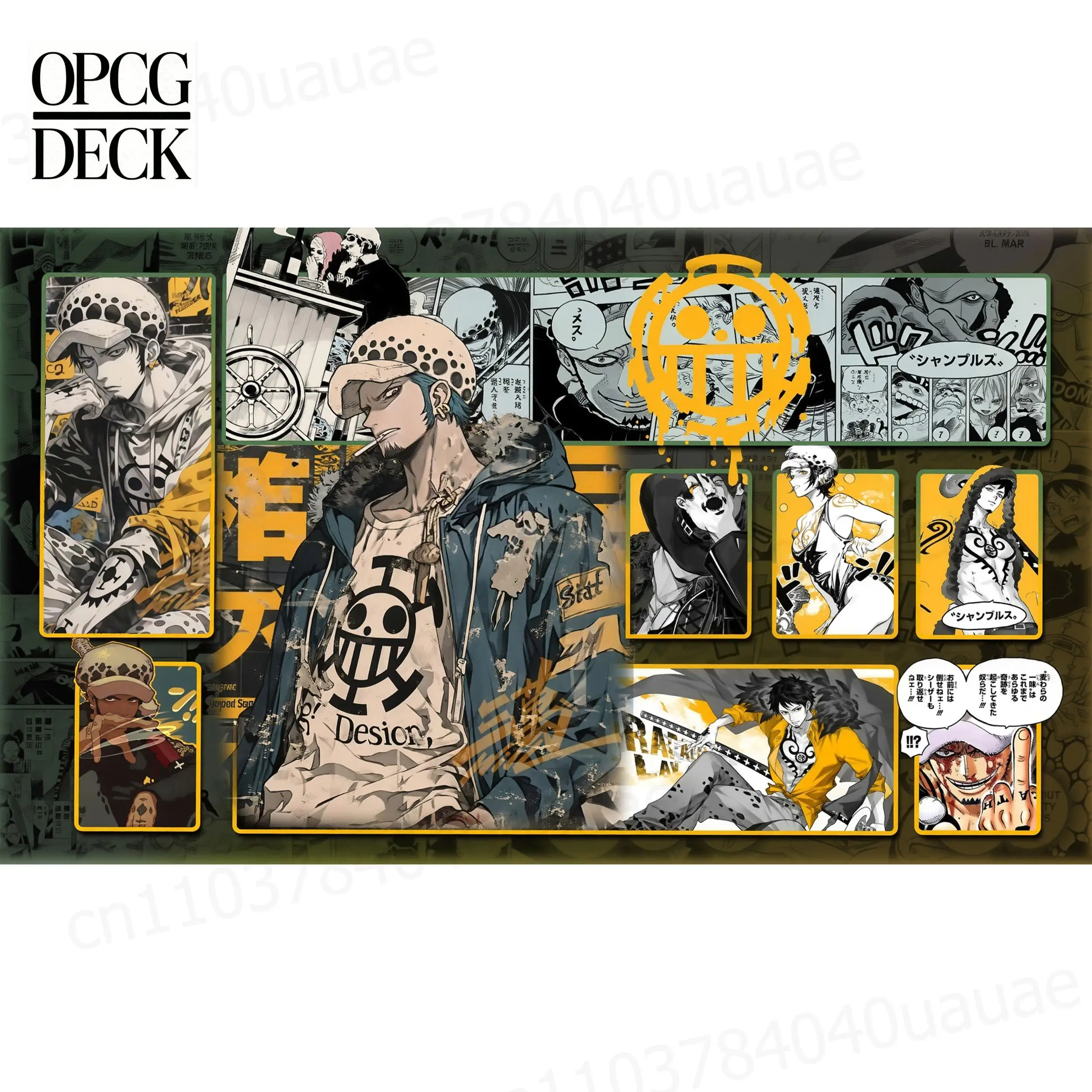 Tapete de Juego One Piece OPCG, Tapete de Juego de Cartas con Diseño de Monkey D. Luffy, Bepo, Penguin y Jean Bart, Tapete de Juego de Anime de Alta Calidad, 60*35 cm