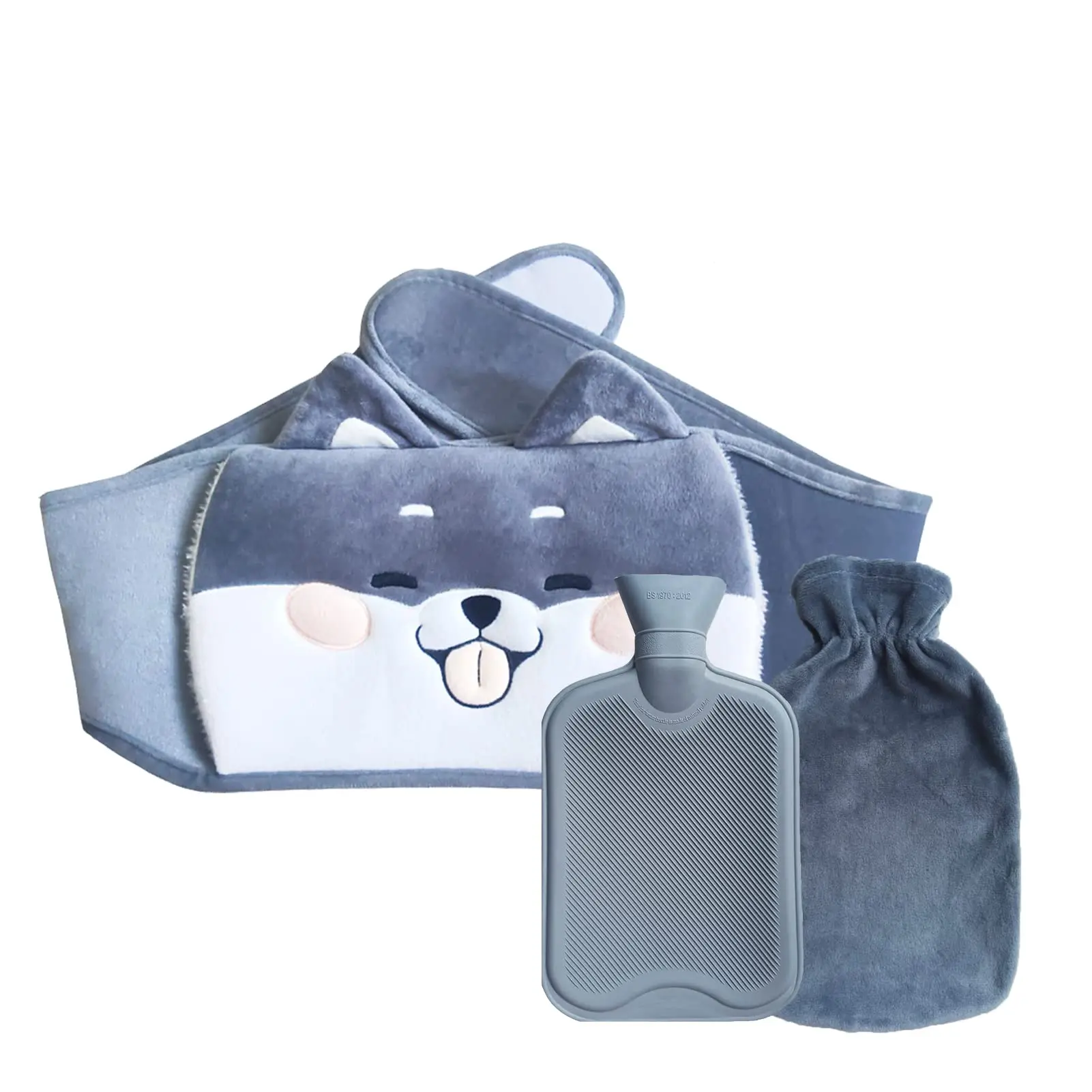 Hot Water Bottle with Cover 1 L Hot Water Bottle Small with Soft Plush Hand Waist Warmer Hot Bottle Belt Rubber Hot Water Bag