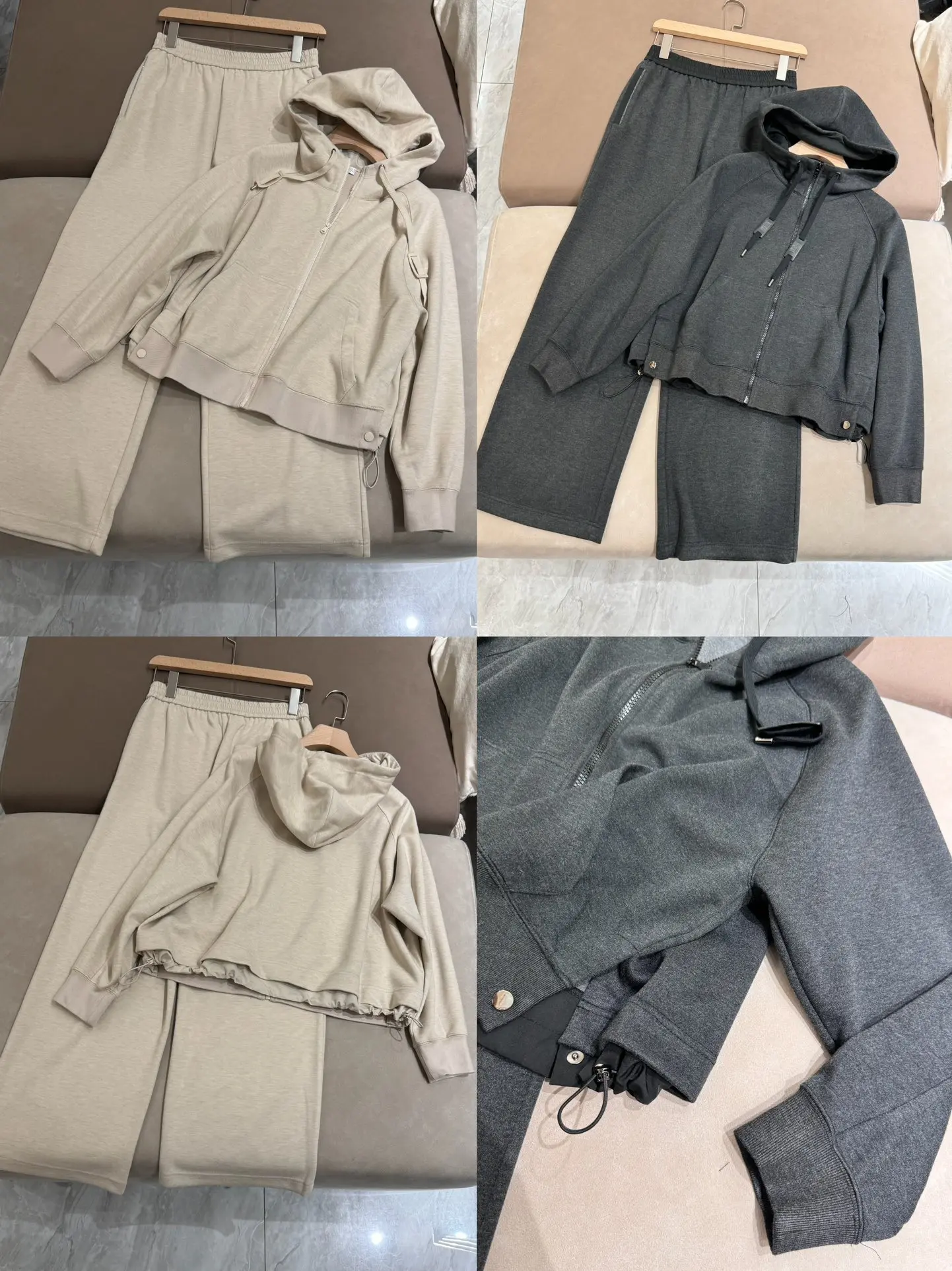 Set di pantaloni da donna primaverili Giacca con zip a maniche lunghe + pantaloni dritti Set da 2 pezzi