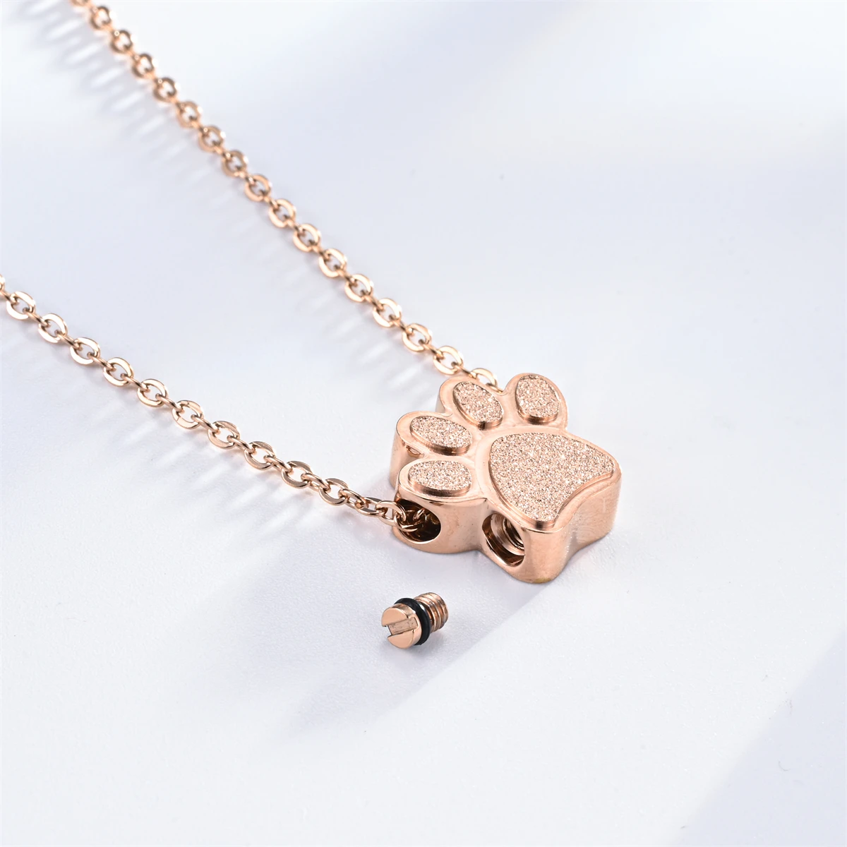 Stainless Steel Pet Paw Print Urn Ashes Cremation Keepsake Necklace For Pet Ashes  Memorial Jewelry Gifts for Man Women