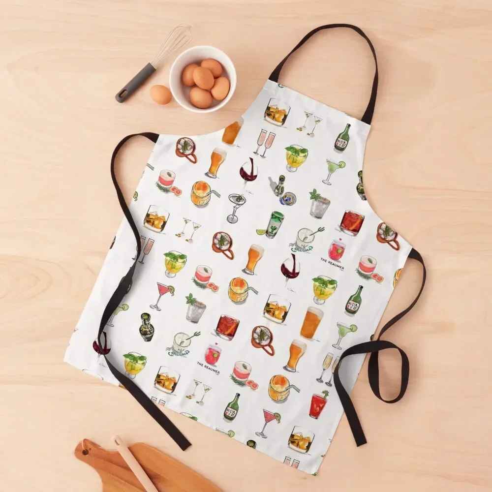 

Happy Hour Cocktails! Apron Things For The Home Cooking with pockets waterproof for women Apron