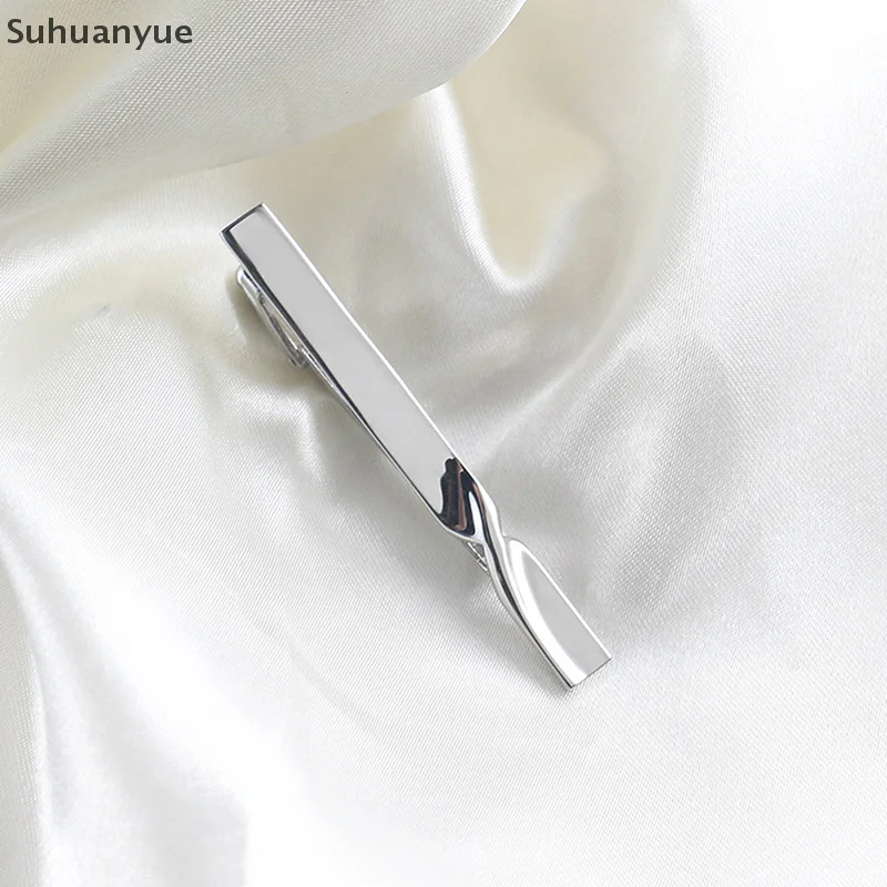 1Pc Tie Clip for Men Copper Simple Bar Clasp Practical Fashion Mens Classic Tie Clips Clamp Pin Jewelry Necktie Accessories