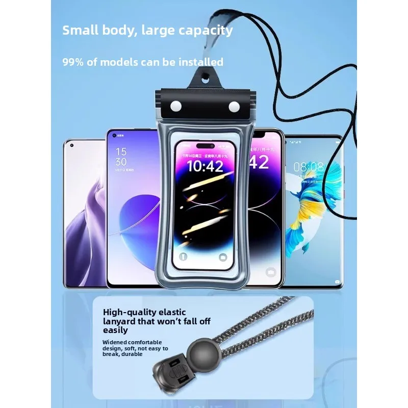 Mobile phone waterproof bag, touch screen, transparent diving rainproof and dustproof mobile phone cover.