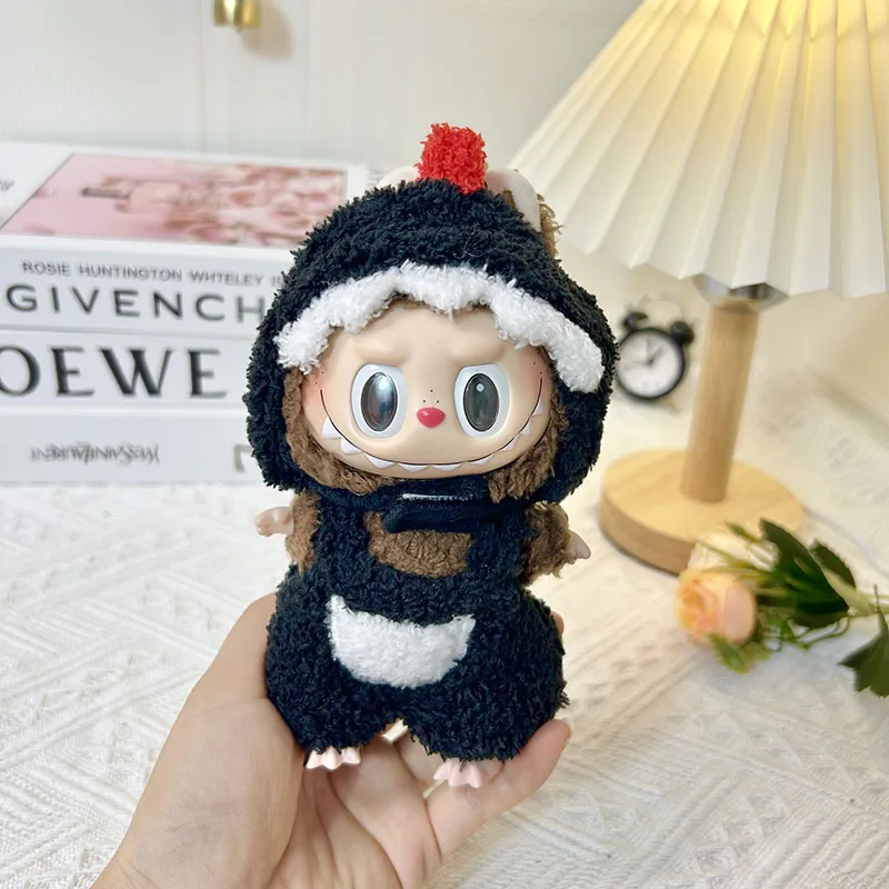 Vêtements de dinosaures noirs Labubu, sweats à capuche, accessoires de beurre, tenue Kpop colorée, tenue Kawaii, cadeau de bricolage, Corée, Cool, Exo Labubu, 17cm