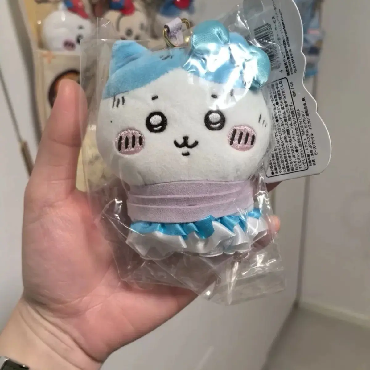 

Cute Hachiware Blue Dress Clothing Rearview Mirror Pendant Cartoon Plush Stuffed Toy Keychain Decoration Friend Birthday Gift ﻿