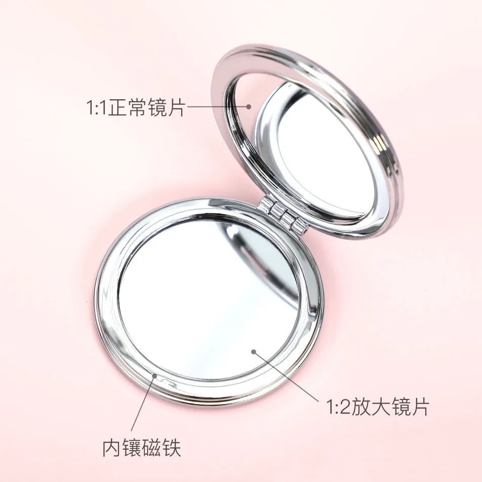 Quicksand Makeup Round Mirror Cute Girl Cartoon Double-sided Mirror Portable Makeup Mirror Creative Home Decoration Accessories