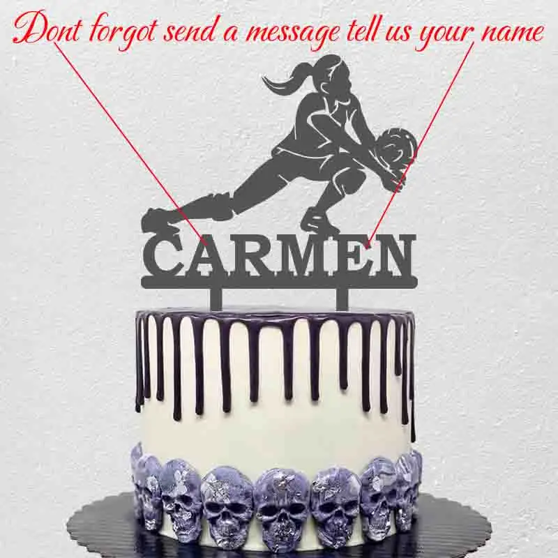 Personalized Volleyball Cake Topper Custom Name Age Girl Playing Volleyball Silhouette For Volleyball Player Birthday Topper