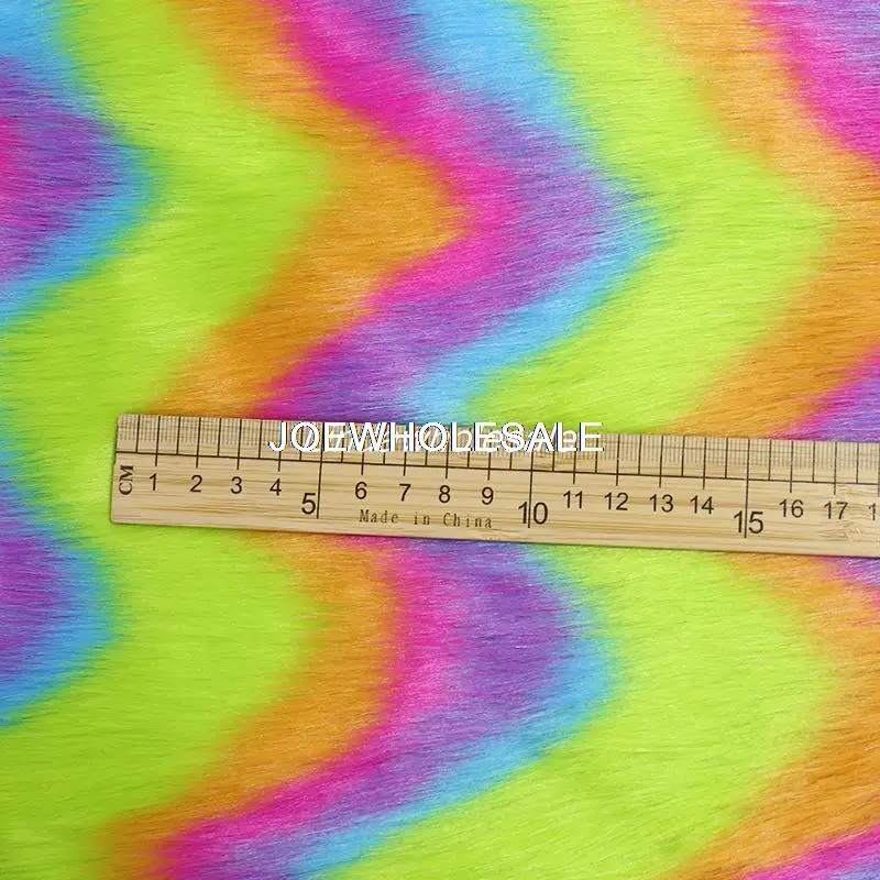 Wholesale new Colorful Jacquard Faux fox fur fabric,Rainbow faux fur fabric,plush fur,sewing material