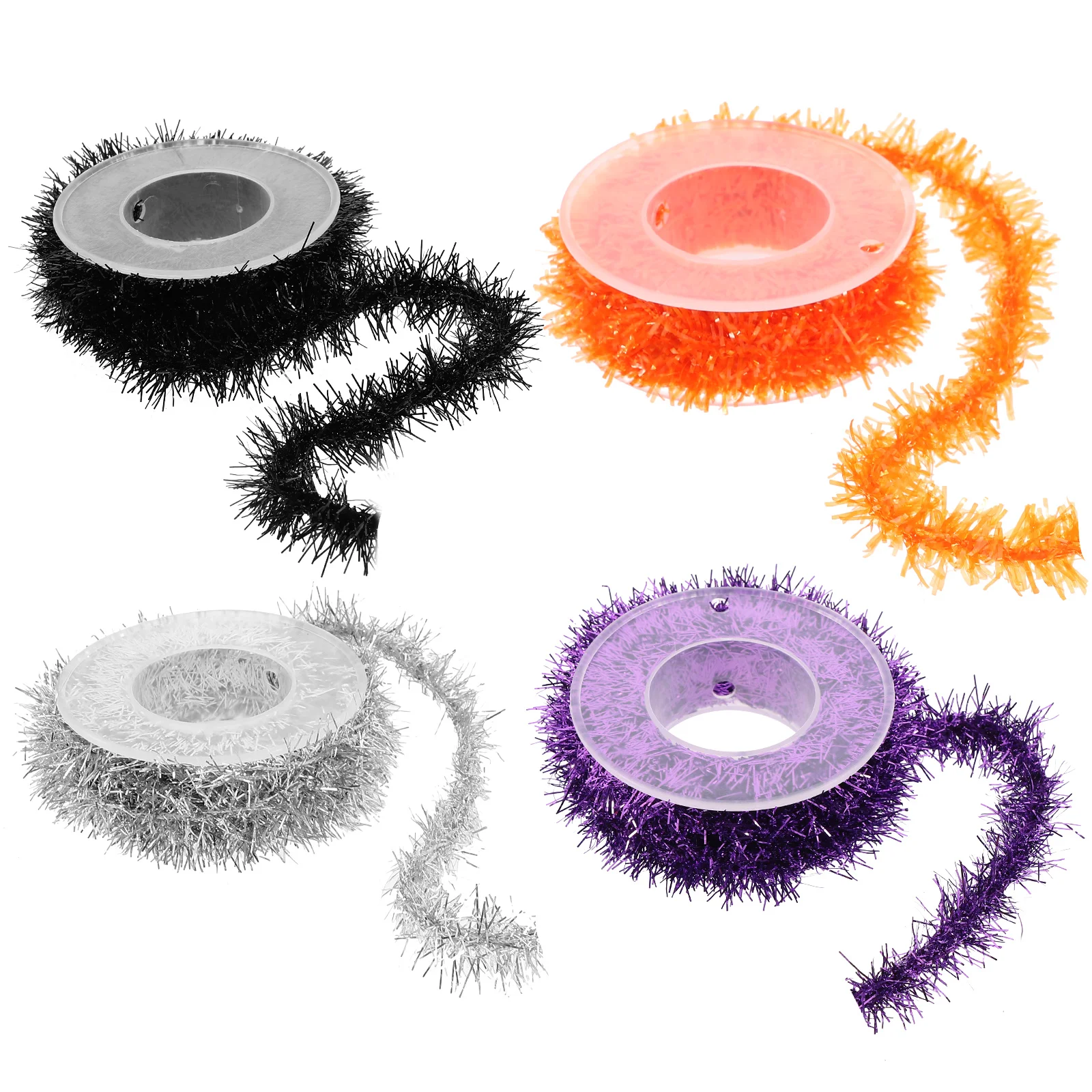 

4 Rolls Halloween Shiny Garland PVC Decoration for Home Office Classroom Halloween Party Backdrop Garland Props