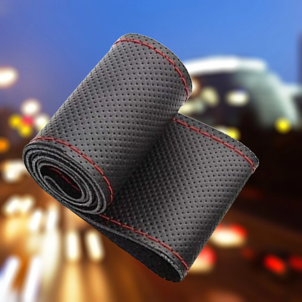 

38cm Steering Wheel Cover PU Durable Elastic Car Wheel Accessories Wrap Protector for DIY Repair Replacement
