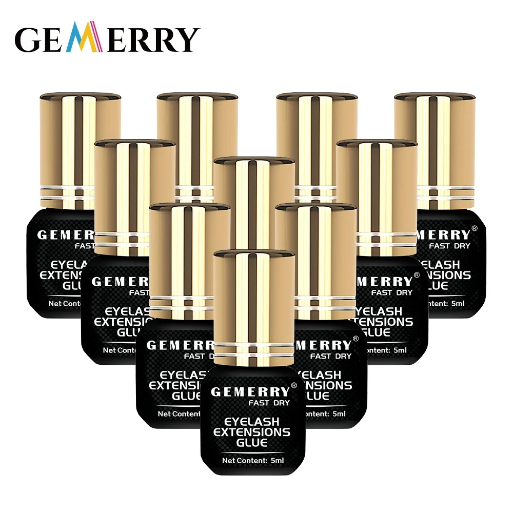 Gemerry Eyelash Extension Glue 5/10pcs Wholesale False Lashes Strong Adhesives Retention 6-7 Weeks Low Smell No Irritation Glue