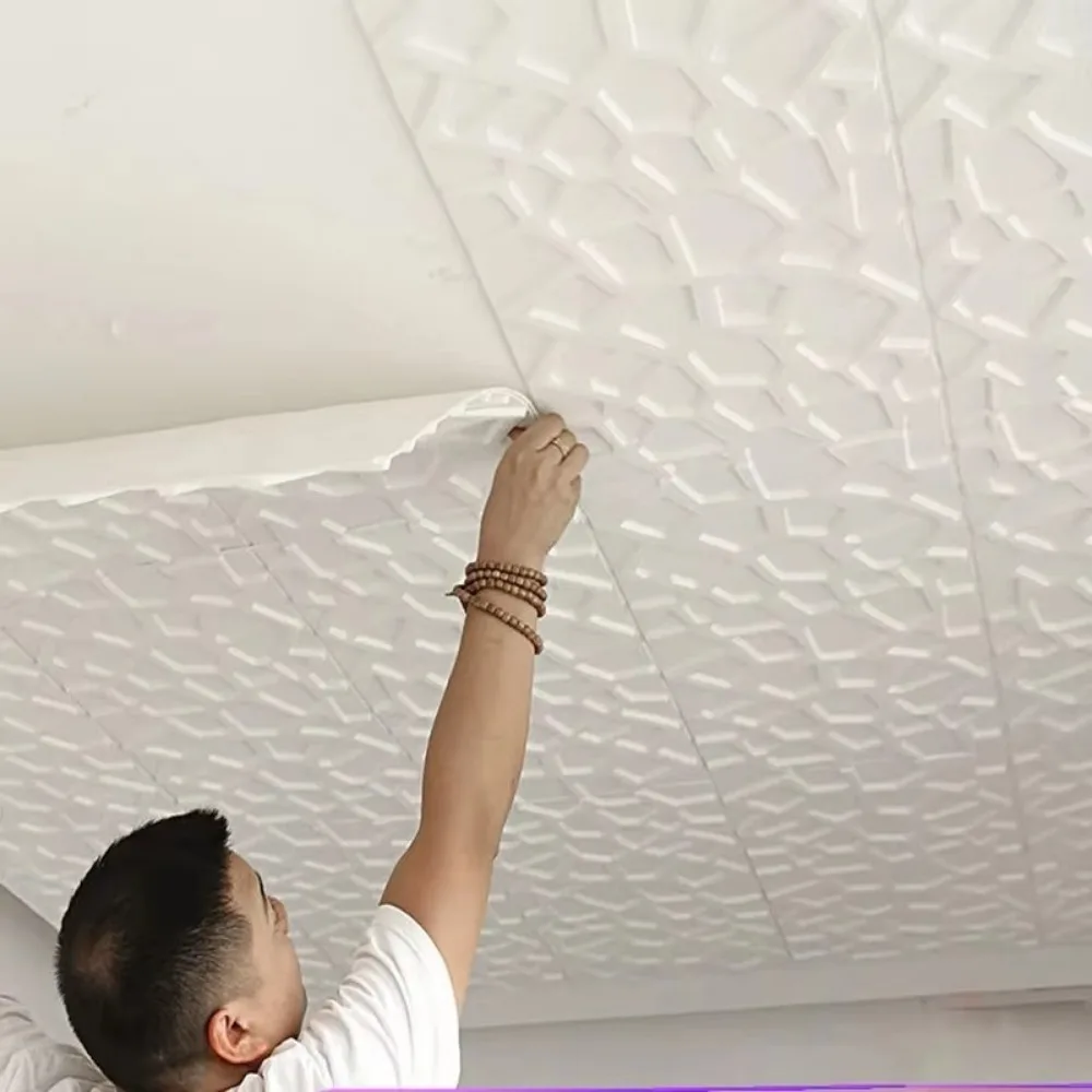 35*35cm 3D Foam Ceiling Waterproof Self-adhesive Wall Stickers Anti-collision Peel and Stick Background Wallpaper Bed Room Decor