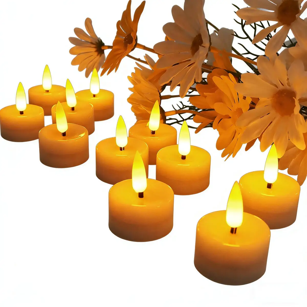 12/24Pcs Flameless LED Flickering Battery Tea Lights Birthday Wedding Party Electric Candles Xmas Table Decoration Light