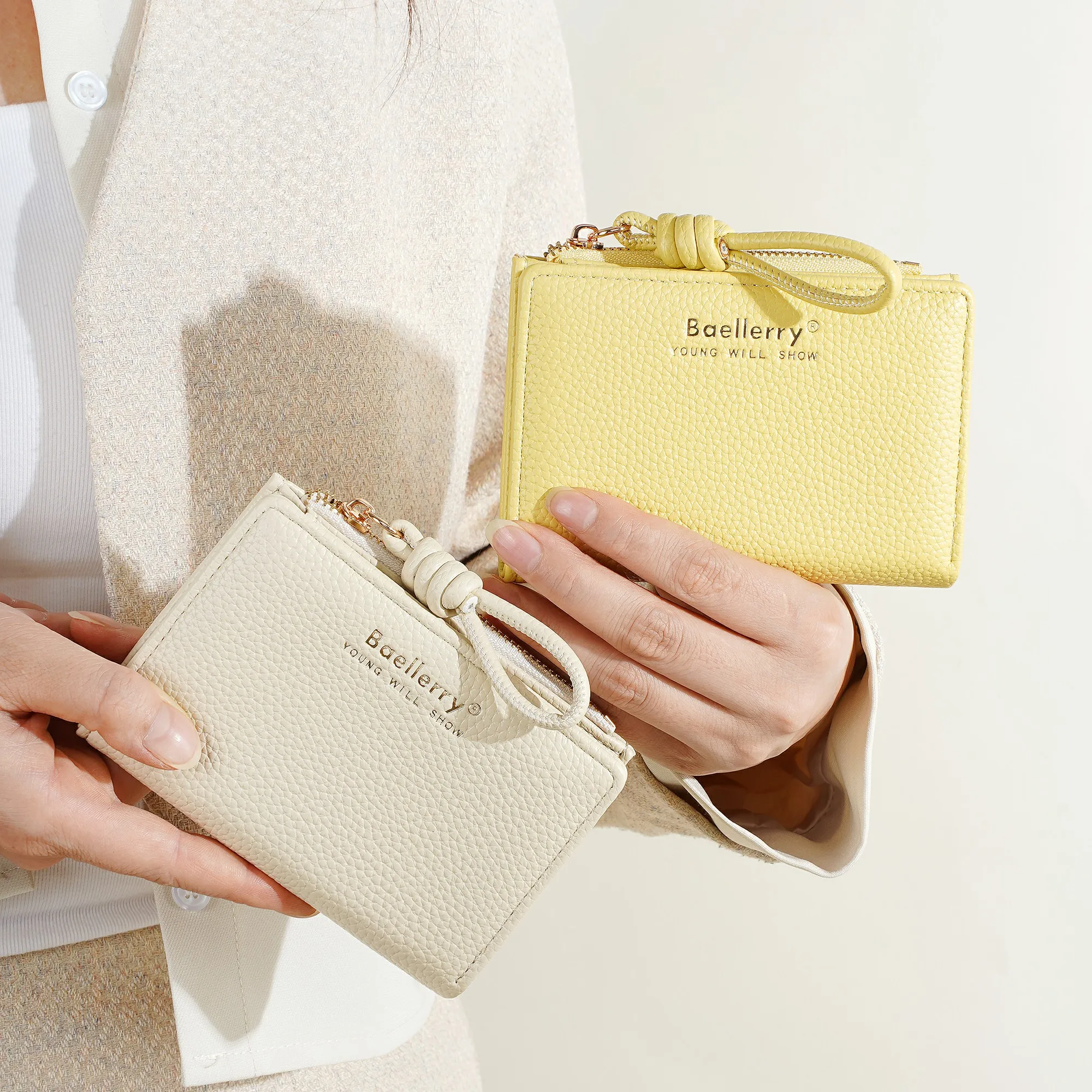 1 Stück – Baellerry Damen-Kurzgeldbörse, aus PU-Leder mit Handgelenkschlaufe, lässige Geldbörse mit Lychee-Muster, leicht, elegant, minimalistischer Stil, Alltagsgeldbörse – Detail 32
