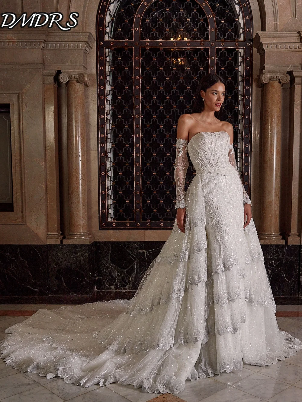 فساتين زفاف أنيقة حورية البحر أنيقة زين زي العرائس الرسمي بلا أكمام الطابق طول فساتين الزفاف Vestidos De Novia