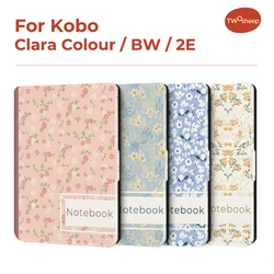 Twosheep 6-inch Case for Kobo Clara BW Clara Colour Clara 2E TPU Magnetic Flip Auto Wake Sleep TPU Cover Flower pattern girls