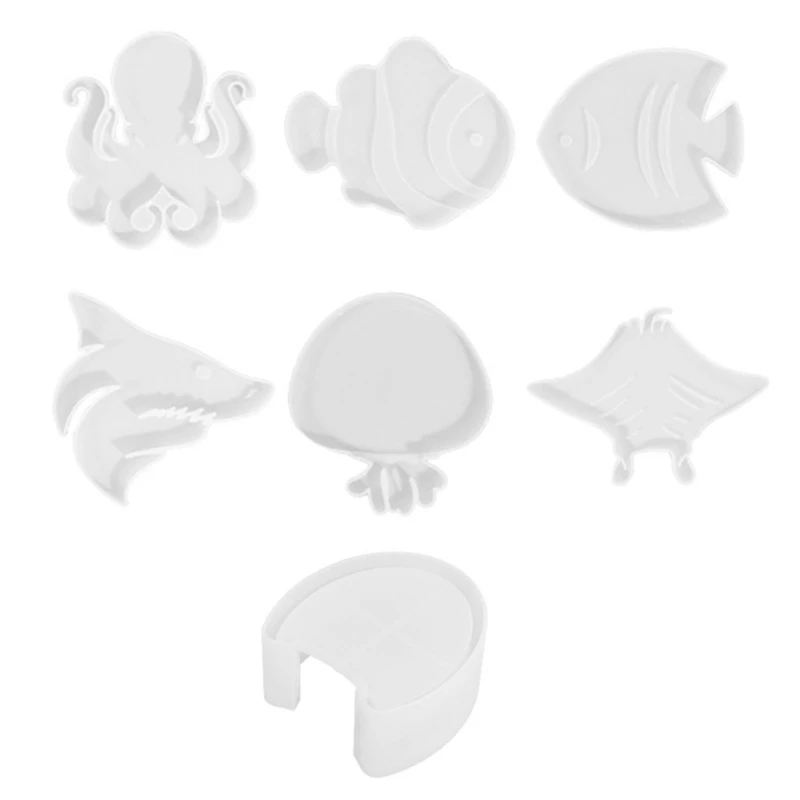 

Molds Cup Pad Molds Ocean Creature Shaped Epoxy Resin Molds Silicone Material for DIY Making Artworks A0KD