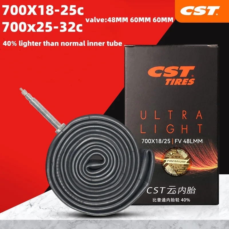 CST ultralight Inner Tube ,700c Road Bicycle Tire Tube ,700x18-25c/700x25-32c ,Presta Valve ,Valve length 48MM 60MM 80MM