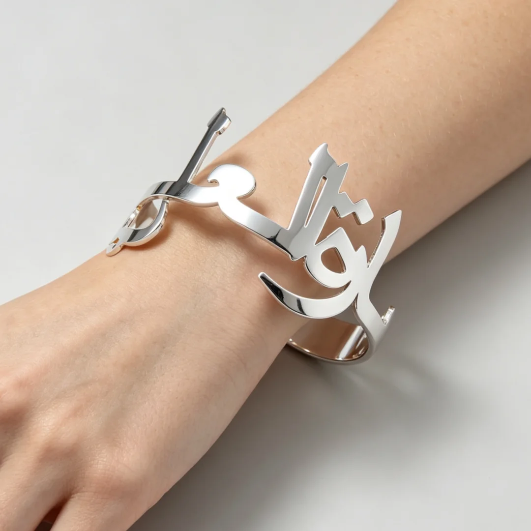 Custom Arabic Name Bangles Gold Stainless Steel Adjustable Punk Bracelet for Women Personalized Jewelry - view 2